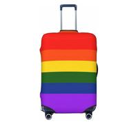 SDFHU Rainbow Flag Print Suitcase Covers Personalized Luggage Protector Elastic Washable Travel Gear Cover, Black, S