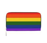 SDFHU Rainbow Flag Print Women Wallet Trendy Travel-Friendly 7.9X3.9in Casual Clutch Purse Gift for Ladies, Black, One Size, Art