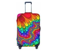 SDFHU Rainbow Tie Dye-Red Print Suitcase Covers Personalized Luggage Protector Elastic Washable Travel Gear Cover, Black, L