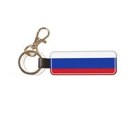 SDFHU Russian Flag Print Chic Leather Key Chain Recognizable Keys Present Accessory Leather Metal Rings Clasp, White, One size