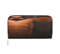 SDFHU Sand Dunes Print Women Wallet Trendy Travel-Friendly 7.9X3.9in Casual Clutch Purse Gift for Ladies, Black, One Size, Art