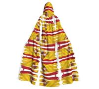 SDFHU Spanish Flag Print Hooded Cape Unisex Carnival Cloak Holiday Costume Cosplay Masquerade Party Decor