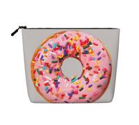 SDFHU Strawberry Donut Print Toiletry Pouch for Women Single-layer Makeup Bag Travel Essentials Cosmetic Zippered, Black, One Size