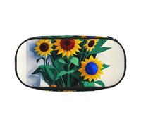 SDFHU Sunflower bee Print Pencil Case Stationery Tool Office Supplies Unisex Accessory Suitable Any Occasion, Black, One Size, Cute