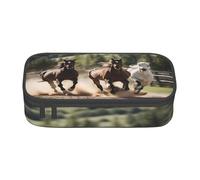 SDFHU Three running horses Print Multifunctional Pencil Case Stationery Storage Bag Supplies Cosmetic Items Adults