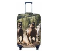SDFHU Three running horses Print Suitcase Covers Personalized Luggage Protector Elastic Washable Travel Gear Cover, Black, L