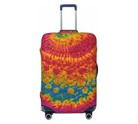 SDFHU Tie Dye Hippies Print Suitcase Covers Personalized Luggage Protector Elastic Washable Travel Gear Cover, Black, S