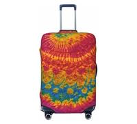 SDFHU Tie Dye Hippies Print Suitcase Covers Personalized Luggage Protector Elastic Washable Travel Gear Cover, Black, L