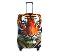Sdfhu Tiger Stripes Orange Pattern Print Unique Travel Luggage Cover Washable Anti Scratch Suitcase Protector for Vacation, White, L