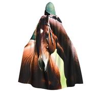 SDFHU Two Horses Print Halloween Hooded Cloak Unisex Vibrant Adult Medieval Renaissance Festivals Cosplay