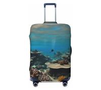 SDFHU Underwater Ocean View Print Suitcase Covers Personalized Luggage Protector Elastic Washable Travel Gear Cover, Black, S