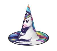 SDFHU Unicorn Accessories Print Comfortable Unisex Halloween Witch Hat For Party Carnival Accessory Cap Cosplay, Black, 3 PCS