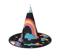 SDFHU Unicorn Accessories Print Comfortable Unisex Halloween Witch Hat For Party Carnival Accessory Cap Cosplay, Black, 2 PCS