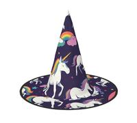 SDFHU Unicorn Design Print Comfortable Unisex Halloween Witch Hat For Party Carnival Accessory Cap Cosplay, Black, 1