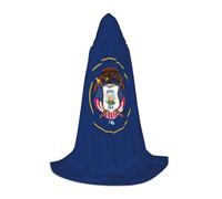SDFHU Utah Flag Print Wizard Robe For Halloween Cosplay Christmas Carnival Hooded Unisex Cloak Stylish, Black, Small