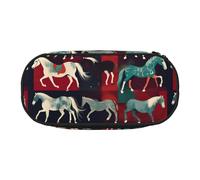SDFHU Various Kinds of Horses Print Pencil Case Stationery Tool Office Supplies Unisex Accessory Suitable Any Occasion, Black, One Size, Cute