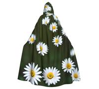 SDFHU Wild White Daisy Flower Print Halloween Hooded Cloak Unisex Vibrant Adult Medieval Renaissance Festivals Cosplay