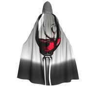 SDFHU Wine Glass Print Wizard Robe For Halloween Cosplay Christmas Carnival Hooded Unisex Cloak Stylish