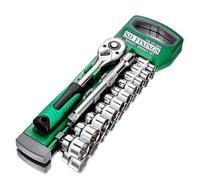 SDFIXINGS 12pcs Metric Socket Drive Set 9-19mm with Quick Release 3/8" Drive Ratchet Wrench 24 Teeth & 6" Extension Bar, High Grade Chrome Vanadium Steel, Rust Resistant, Car Garage Mechanic Home DIY
