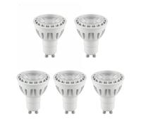 SDFIXINGS GU10 LED Spotlight Bulb, 6W Dimmable, 6500K Cool White Daylight, 500 Lumens, COB LED with Lens Diffuser, Energy Saving, Meridian Lighting AC 175-250V (Pack 5)