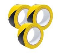 SDFIXINGS Hazard Warning Tape 50mm (2") x 33m | Strong Adhesive Safety Marking Striped Caution Tape for Stairs, Hazardous Areas, Construction Sites, Warehouses & Industrial Use (3, Black & Yellow)