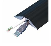 SDFIXINGS Heavy Duty Black Rubber Cable Protector - Twin Hole 11mm - Protect Wires And Cable Across The Floor - 85mm x 15mm (1M)