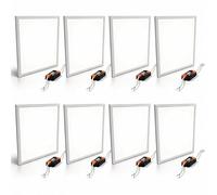 SDFIXINGS LED Ceiling Light 36W Square Panel 4000K Cool White 3200LM Bright Indoor Light for Office, Kitchen, Bedroom, Hallway, Living Room, Ultra-Slim 595x595x32mm Flush Mount Fixture (Pack 8)