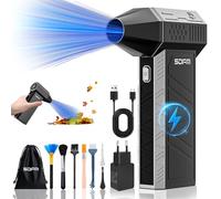 SDFM Powerful Compressed Air Duster-3 Gear Adjustable 130000RPM Electric Duster Good Replace can - Reusable no Canned for Computer Keyboard,Outdoors,Car,Home. (Max-Black)