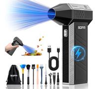 SDFM Powerful Compressed Air Duster-3 Gear Adjustable 130000RPM Electric Duster Good Replace can - Reusable no Canned for Computer Keyboard,Outdoors,Car,Home. (Black), X3