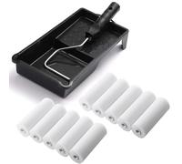 SDFNBRA 10 Pack Foam Mini Paint Roller Set, Includes 4 inch Roller and Tray Set for Painting with Gloss & Satin, Wood & Metal, Skirting, Window Sills, Doors-House Painting and Renovation