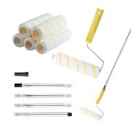 SDFNBRA 9 inch Paint Roller Set for Painting Walls and Ceilings, Paint Rollers and 1.2m Paint Roller Extension Pole with Tapered Adapter for Painting and Cleaning Tools, Pack of 12
