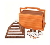 SDFSDE Chinese Mahjong Tile Set 146PCS Acrylic & Walnut Mahjong Tiles Traditional Mah Jong Game For Family Leisure And Gift(Walnut case)