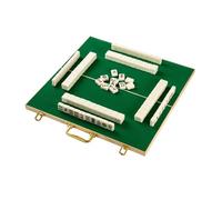 SDFSDE Mahjong Tile Set 144 Mini-Tiles Miniature Chinese Mah Jong Set With Folable Table, Rack And Dice Majong For Gatheing, Party And Travel(Beige,19.7 x 19.7in)