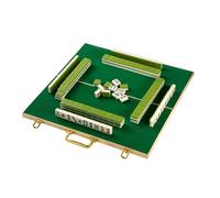 SDFSDE Mahjong Tile Set 144 Mini-Tiles Miniature Chinese Mah Jong Set With Folable Table, Rack And Dice Majong For Gatheing, Party And Travel(Green,17.7 x 17.7in)