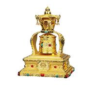 SDFsdfdS Solar-powered prayer wheels, TableTop Ornaments, Spinning Prayer Wheel with 4 Wind Chimes