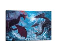 SDFUGB Video Game The Elder Scrolls Poster Skyrim Dragons Decorative Painting Canvas Wall Posters And Art Picture Print Modern Family Bedroom Decor Posters 16x24inch(40x60cm)