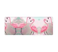 sdfunn Large Love Flamingo Printed Mouse Pad-Office Leather Desktop Mat with Non-Slip Rubber Base 11.8 x 31.5 In