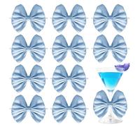 Sdfvsdg 24 Pcs Satin Dusty Blue Ribbon Twist Tie Bows for Treat Bags 3.5inches Dusty Blue Bows for Crafts Premade Bows Decorating Gifts Wrapping Bows for Pop Candy Apples Cake Bakery Wedding Party