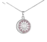 sdfwe Crystal Necklaces, Silver Sun Moon Wrapped Natural Round Gemstone Crystal Rose Quartz Pendant Necklace With Silver Chain for Women Men Fashion Jewelry
