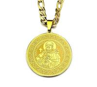 SDFXCDR Catholic Saint Francis Protect Us Necklace for Women Men Gold Color Animal Medal Punk Chain Amulet Jewelry Gift