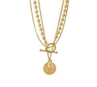 SDFXCDR choker necklaces for women,3 Layer Separable Geometry Queen's Portrait Pendant Charm Chain Necklaces Fashion High Jewelry Party,gift