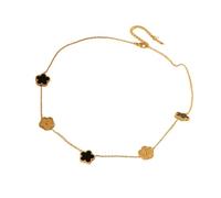 SDFXCDR choker necklaces for women，Black Five Leaf Flower Pendant Necklace For Women Fashion Two-Sided Clover Neck Chain Jewelry，gift
