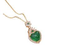 SDFXCDR choker necklaces for women，Charm Green Ice Flower Zircon Big Heart Pendant Clavicle Necklaces For Women Antique Gold Color Wedding Choker Party Jewelry CZ，gift