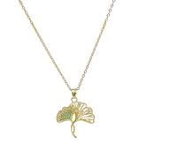 SDFXCDR choker necklaces for women，Exquisite and lovely ginkgo leaf necklace fashionable niche skirt fan-shaped wild collarbone chain pendant
