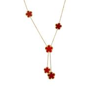 SDFXCDR choker necklaces for women,Red Five Leaf Clover Tassel Pendant Necklace For Women Fashion Neck Chain Jewelry,gift