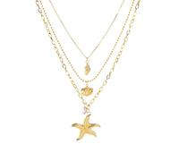 SDFXCDR choker necklaces for women，Starfish Conch Shells Pearl Pendant Necklace For Women New 3in1 Choker Chains Jewelry Lady，gift