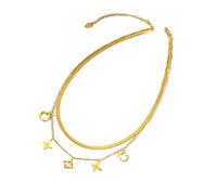 SDFXCDR choker necklaces for women，Two-layer Chain Necklace Bracelet Anklet In Gold Plated Multi Charms Necklaces Bracelets Anklets For Women，gift