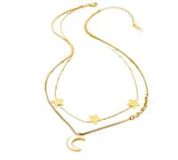 SDFXCDR choker necklaces for women，White Shell Star Moon Pendant Necklaces For Women Clavicle Double Layer Chain Fashion Fine Jewelry Gifts，gift