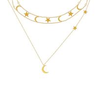 SDFXCDR choker necklaces for women，Women's Two-layer Necklace In With Moon Pendant Gold Plated Non Tarnish Short Necklaces Choker For Women，gift