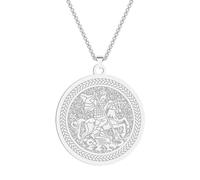 SDFXCDR Dainty Saint George Pendant Necklace For Men Warrior St. George's Dragon Medallion Mythology Necklace